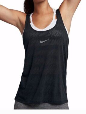 NIKE Tank Elastika Split Back Training Drifit BLK Medium